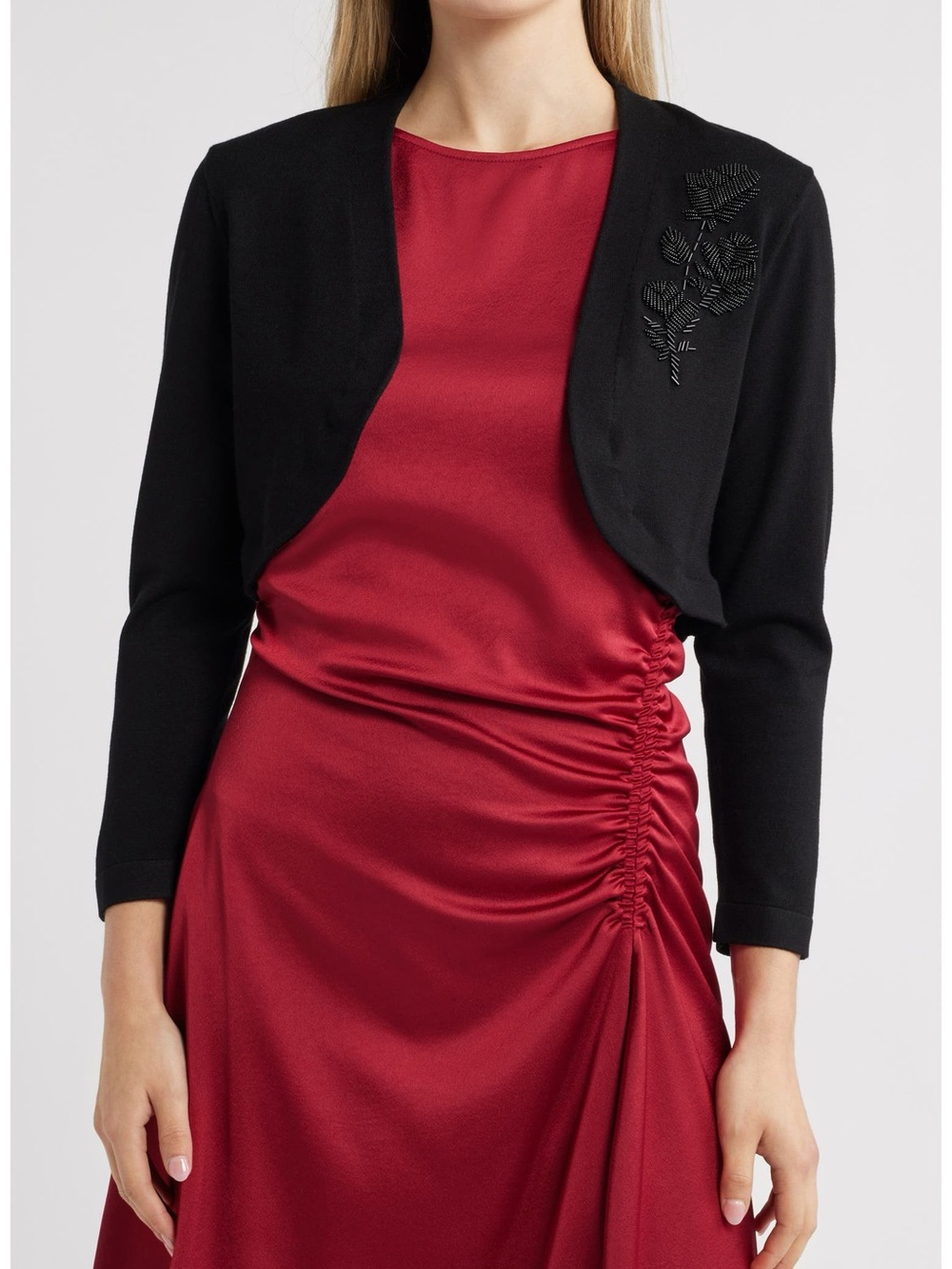 Kay Unger Kelly Embellished Cardigan Black Bolero